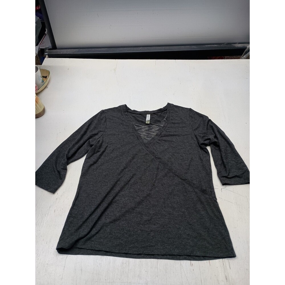White Stag Top Womens Large Gray Polyester Blend 3/4 Sleeve Casual